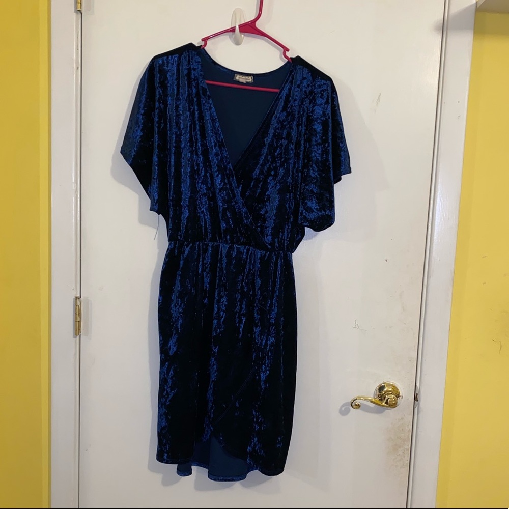 Charming Charlie’s Blue Velvet Wrap Dress